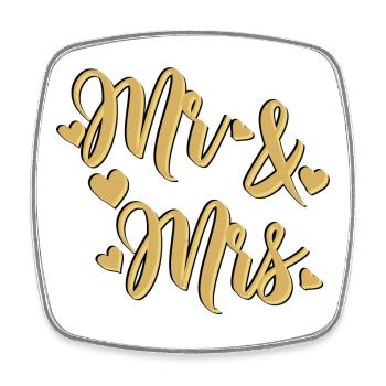 Mr And Mrs relief black gold à personnaliser - Magnet carré - blanc - Devant