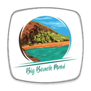 big beach maui island hawaii nature illustration - Square fridge magnet - white - Front