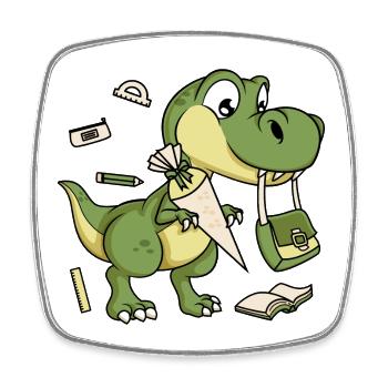 Dinosaurier Schultüte Zuckertüte Schulkind Dino - Viereckiger Kühlschrankmagnet - Weiß - Vorne