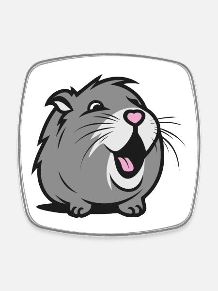 Cheerful Guinea pig / Hamster – Heart Nose - Square fridge magnet - white