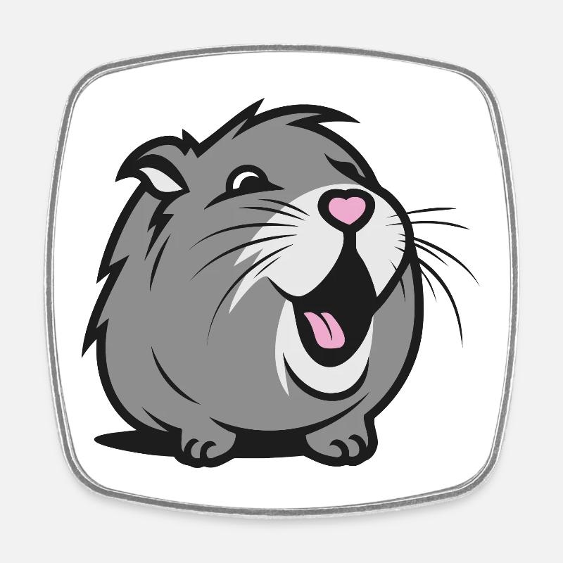 Cheerful Guinea pig / Hamster – Heart Nose - Square fridge magnet - white