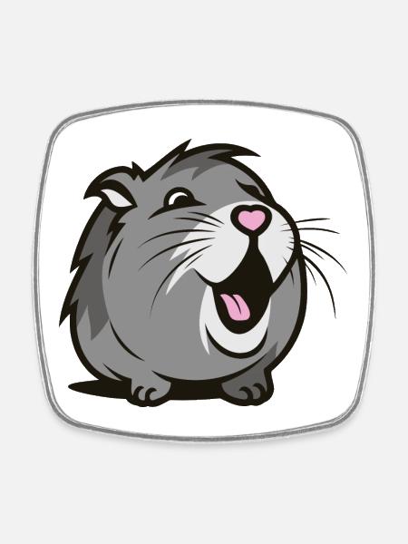 Cheerful Guinea pig / Hamster – Heart - Square fridge magnet - white