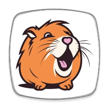 Capybara joyeux / Cobaye / Hamster – Cœur - Magnet carré - blanc - Devant