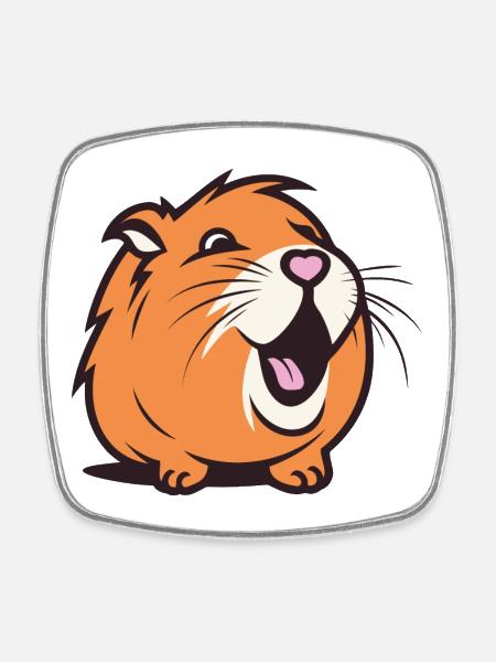 Cheerful Capybara / Guinea Pig / Hamster – Heart - Square fridge magnet - white