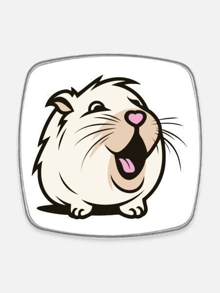 Cheerful Guinea Pig / Hamster – Heart Nose - Square fridge magnet - white
