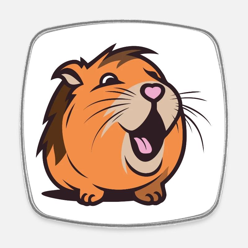 Cheerful Capybara / Guinea pig / Hamster – Heart - Square fridge magnet - white