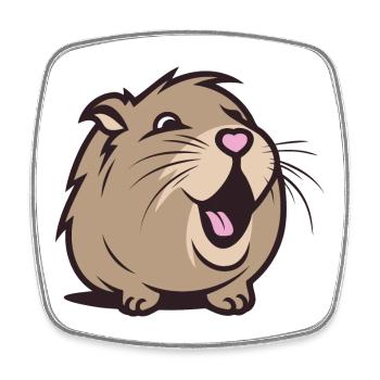 Cheerful Capybara / Guinea Pig / Hamster – Heart - Square fridge magnet - white - Front