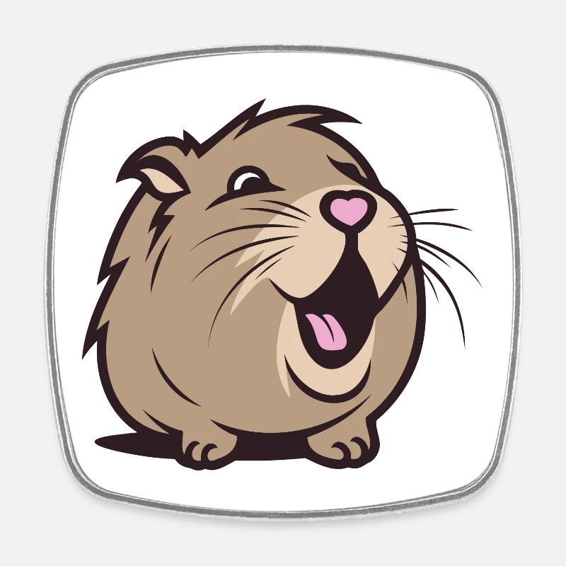 Cheerful Capybara / Guinea Pig / Hamster – Heart - Square fridge magnet - white