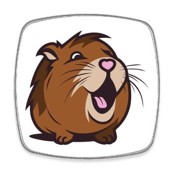 Cheerful Capybara / Guinea Pig / Hamster – Heart - Square fridge magnet - white - Front