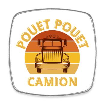 camion, routier, camionneur - Magnet carré - blanc - Devant