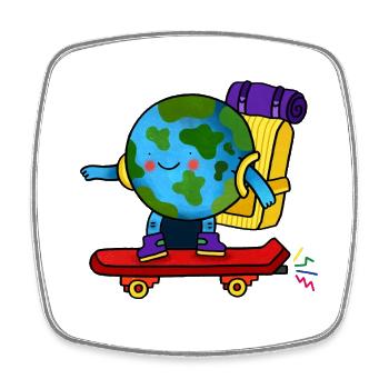 Skater Earth Backpack - Square fridge magnet - white - Front