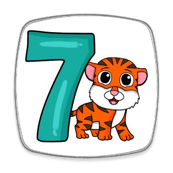7 birthday 7 years old with animal motif - seven - Square fridge magnet - white - Front