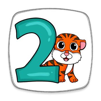 2 birthday 2 years old with animal motif - two - Square fridge magnet - white - Front