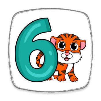 6 Birthday 6 years old with animal motif - six - Square fridge magnet - white - Front