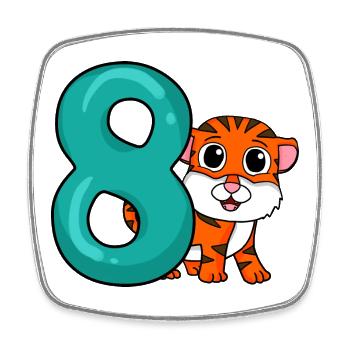 8 Birthday 8 years old with animal motif - eight - Square fridge magnet - white - Front