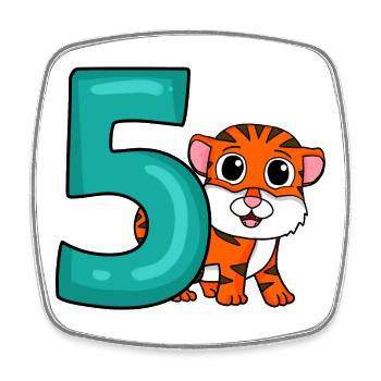 5 Birthday 5 years old with animal motif - five - Square fridge magnet - white - Front