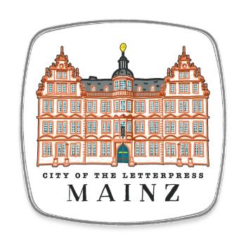 Mayence, ville de l’impression de livres, Allemagne - Magnet carré - blanc - Devant