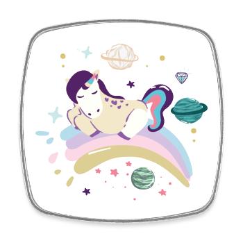 Cosmic Dream Unicorn on Rainbow - Square fridge magnet - white - Front