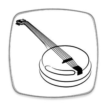 Banjo - Viereckiger Kühlschrankmagnet - Weiß - Vorne