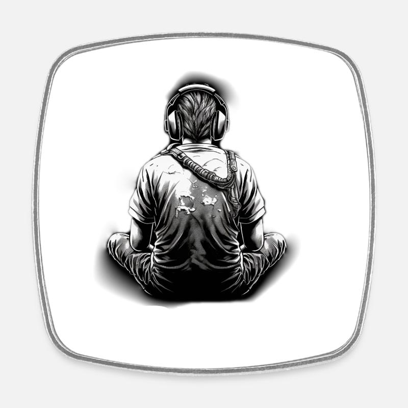 Gamer white - Square fridge magnet - white