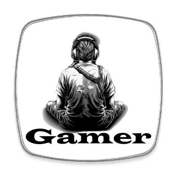 Gamer - Viereckiger Kühlschrankmagnet - Weiß - Vorne