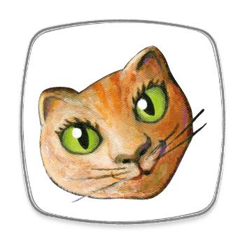 Cat Painting Head Cat Head Fan Cat Love Cat - Square fridge magnet - white - Front