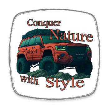 Offroad-Fahrzeug - Natur Enthusiast - Viereckiger Kühlschrankmagnet - Weiß - Vorne
