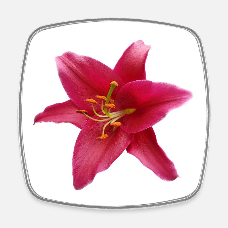 Lily1 - Square fridge magnet - white