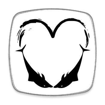 Delfin Design Delfine Liebe - Viereckiger Kühlschrankmagnet - Weiß - Vorne