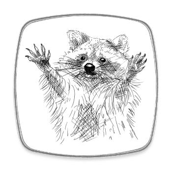 Waschbär - Viereckiger Kühlschrankmagnet - Weiß - Vorne