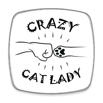 Crazy Cat Lady - Paw Fist Bump - Square fridge magnet - white - Front