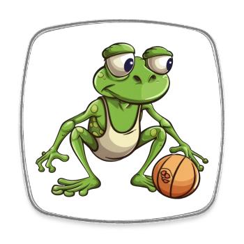 Basketball Frosch - Viereckiger Kühlschrankmagnet - Weiß - Vorne