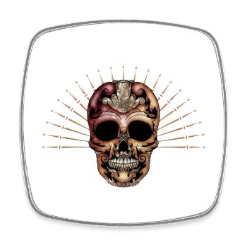 Elegant decorative skull - Square fridge magnet - white - Front