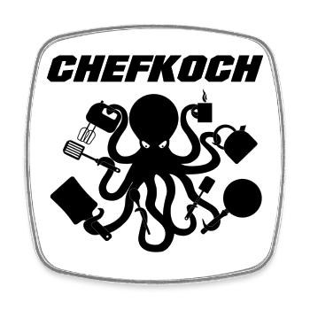 Chefkoch Oktopus - Viereckiger Kühlschrankmagnet - Weiß - Vorne