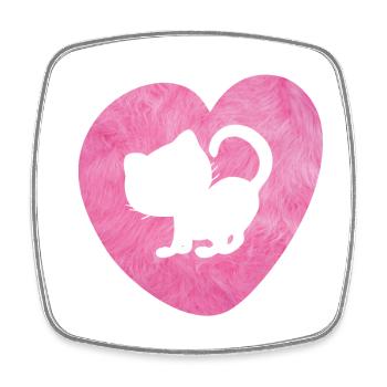 Herz Katze Fell Cat flauschig Silhouette Love Fan - Viereckiger Kühlschrankmagnet - Weiß - Vorne