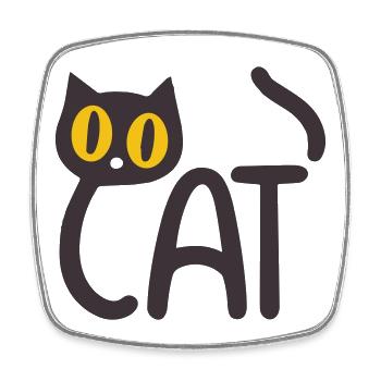 'Cat', Design Amusant et Mignon - Magnet carré - blanc - Devant