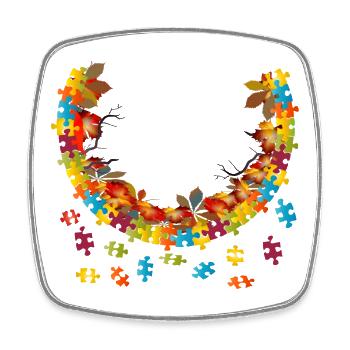 Cadre d’automne coloré avec pièces de puzzle de feuillage d’automne - Magnet carré - blanc - Devant