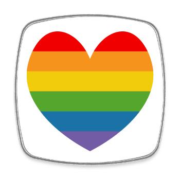 LGBT CSD TShirt Rainbow HEART - Square fridge magnet - white - Front