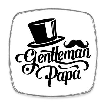 Stylish design: 'Gentleman Papa - Square fridge magnet - white - Front