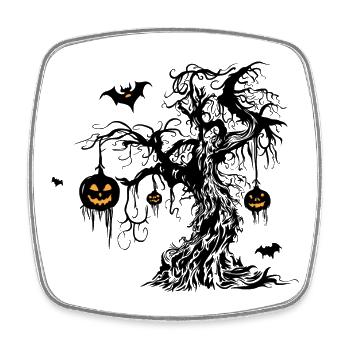 Halloween Baum mit Kürbis Laternen Fledermaus - Viereckiger Kühlschrankmagnet - Weiß - Vorne