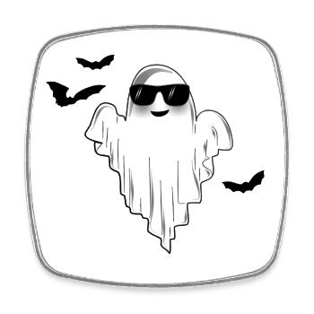 Doux ! Lunettes de soleil et chauves-souris Halloween - Magnet carré - blanc - Devant
