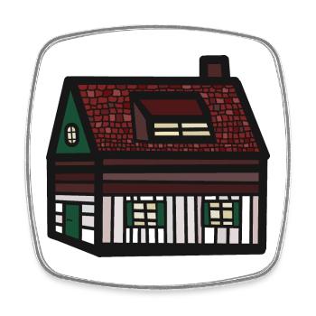 Tyrolean House Hut Cottage Building Real Estate - Square fridge magnet - white - Front