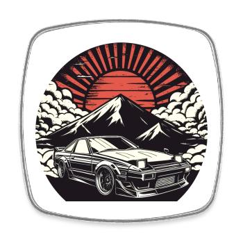 JDM-Auto Japanische Retro-Autorenn-Drift-Legende - Viereckiger Kühlschrankmagnet - Weiß - Vorne