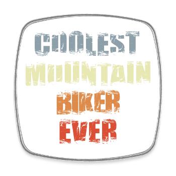 Funny mountain biker - Square fridge magnet - white - Front