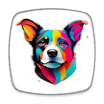 visage de chien coloré - Magnet carré - blanc - Devant