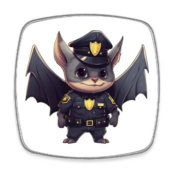 Fledermaus Polizei - Viereckiger Kühlschrankmagnet - Weiß - Vorne