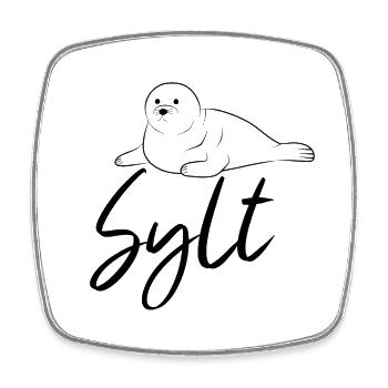Sylt Robbe - Viereckiger Kühlschrankmagnet - Weiß - Vorne