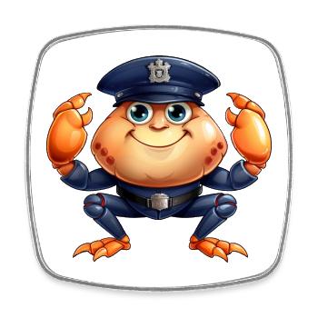 Crab Police - Square fridge magnet - white - Front