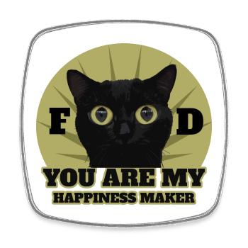 Cute Black Cat - Square fridge magnet - white - Front
