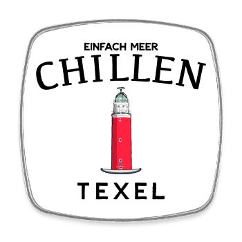 Texel, Einfach Meer chillen, Niederlande Zeichnung - Viereckiger Kühlschrankmagnet - Weiß - Vorne